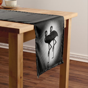 Caminho De Mesa Pequeno Flamingo Negro e Branco
