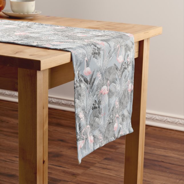 Caminho De Mesa Pequeno Flamingo Orchid Pattern Tropical ID868 (No Local)