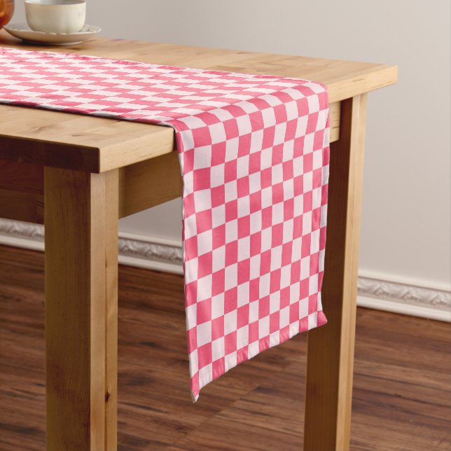 Caminho De Mesa Pequeno Flamingo sorbet checkerboard pattern (No Local)