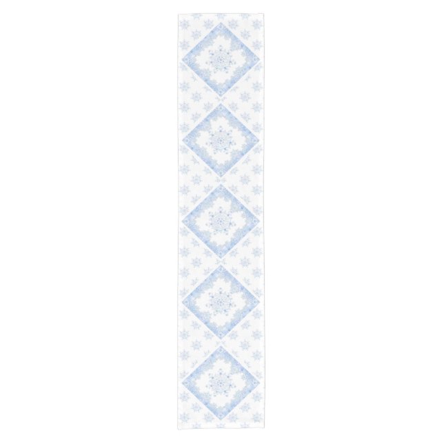Caminho De Mesa Pequeno Floco de neve azul-gelo (Frente)