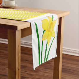 Caminho De Mesa Pequeno Flor Amarelo Cheio de Daffodil com Polka-Pontos