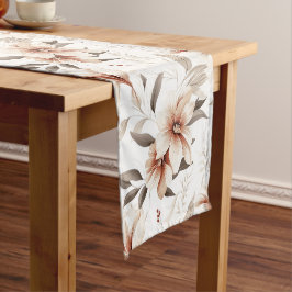 Caminho De Mesa Pequeno Flor de Campo Aguarela Rosa Marrom