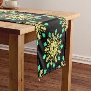 Caminho De Mesa Pequeno Flor de néon amarela e verde