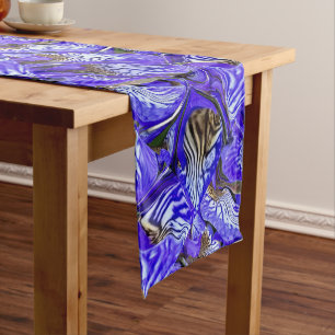 Caminho De Mesa Pequeno Flor Íris Roxo / Inclinado / Azulejo /