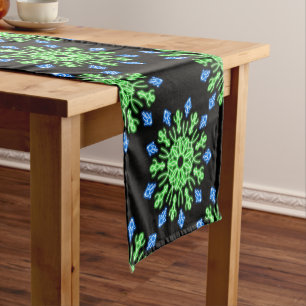 Caminho De Mesa Pequeno Flor néon verde e azul