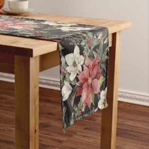 Caminho De Mesa Pequeno Floral Elegante Aquarela Feliz Natal
