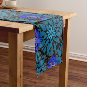 Caminho De Mesa Pequeno Floral pattern.05.FR.Bluex4b Preto BG