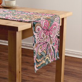 Caminho De Mesa Pequeno Floral Rosa Abstrato