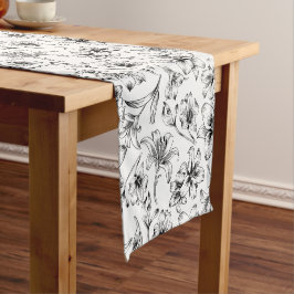 Caminho De Mesa Pequeno Flores Pretas Lily