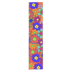 Caminho De Mesa Pequeno Flores retros do hippy