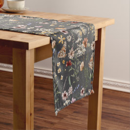 Caminho De Mesa Pequeno Flores Silvestres Boho Cinza Carvão