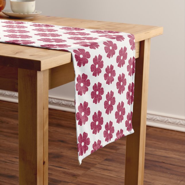 Caminho De Mesa Pequeno Flower Shape Plaid Red Pink Table Runner (No Local)