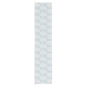 Caminho De Mesa Pequeno Folha de Palmeira Creme e Azul Claro