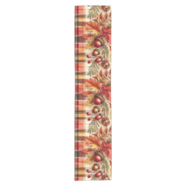 Caminho De Mesa Pequeno Folhagem Festiva de outono na Xadrez