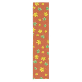 Caminho De Mesa Pequeno Folhas Amarelas e Verdes do outono