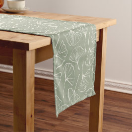 Caminho De Mesa Pequeno Folhas de Ginkgo Japandi Neutro Botânico Verde Sag