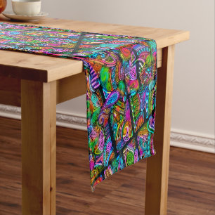 Caminho De Mesa Pequeno Formas abstratas muito coloridas arte 10