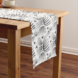 Caminho De Mesa Pequeno Formas Abstratas Padrão Sem Costura em Preto e Bra