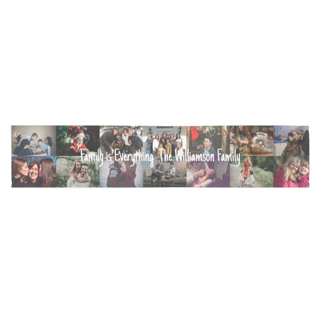 Caminho De Mesa Pequeno Fotos personalizadas Nome da família de colagem de (Horizontal)