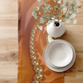 Caminho De Mesa Pequeno Fractal em Espiral Gradiente Dourado Laranja Abstr