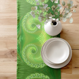 Caminho De Mesa Pequeno Fractal Espiral Verde Moderna