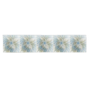 Caminho De Mesa Pequeno Fractal Khaki azul do abstrato ideal floral do