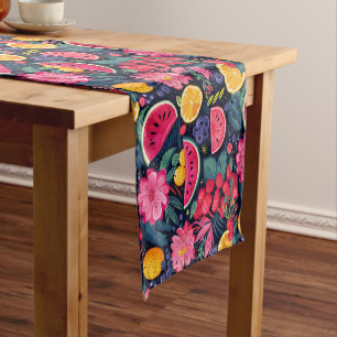 Caminho De Mesa Pequeno Frutas e Flores Tropicais