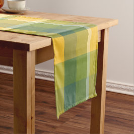 Caminho De Mesa Pequeno Fundo do padrão de Xadrez amarelo e verde
