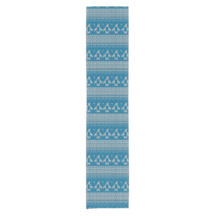 Caminho De Mesa Pequeno Fundo feito malha azul