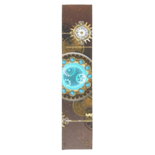 Caminho De Mesa Pequeno Fundo Rusty Steampunk com Lentes Turquesa