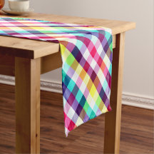Funky Rainbow Xadrez Runner Small Mesa