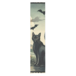 Caminho De Mesa Pequeno gato de Halloween/Outono