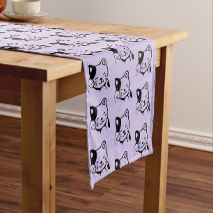 Caminho De Mesa Pequeno Gato Gatinho Branco e Preto, Alô