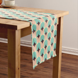Caminho De Mesa Pequeno Geometric pattern of teal, beige, and black shapes