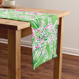 Caminho De Mesa Pequeno Girafas Preppy Rosa Verde Lily
