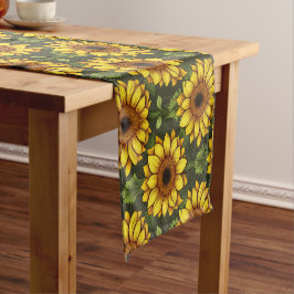 Caminho De Mesa Pequeno Girassol amarelo alaranjado com verde e castanho