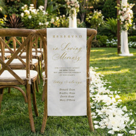 Caminho De Mesa Pequeno Gold Memorial Wedding Chair Sign Reserved Cloth