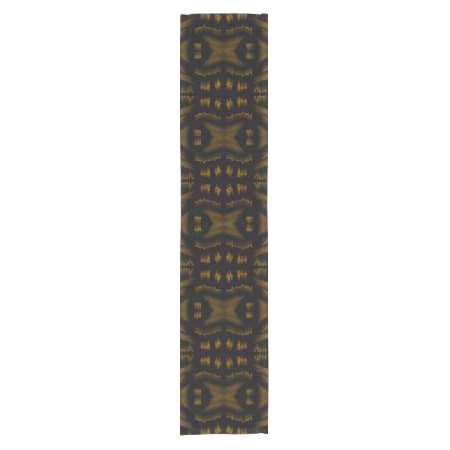 Caminho De Mesa Pequeno Golden Obsidian Tribal Ikat Pattern (Frente)