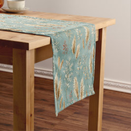 Caminho De Mesa Pequeno Grama Pampas Teal Suave Botânico