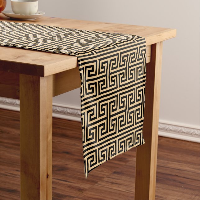 Caminho De Mesa Pequeno Grego Meander Key Square H Patterno Brown (No Local)