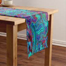 Groovy Abstrato Retro Art em Azul e Vermelho