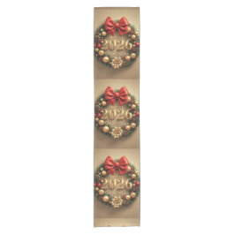 Caminho De Mesa Pequeno happy new year 2026 festive wreath runner