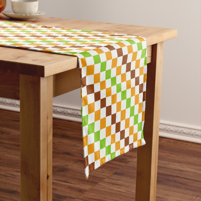 Caminho De Mesa Pequeno Harvest diagonal checkerboard pattern (No Local)
