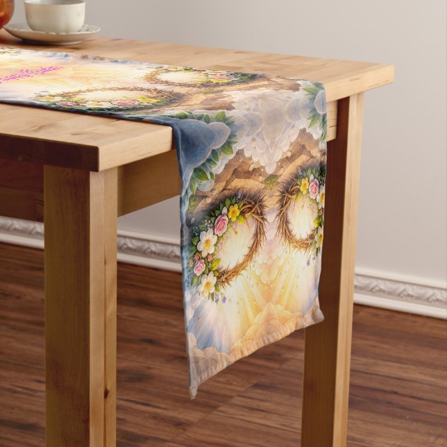 Caminho De Mesa Pequeno He Is Risen Religious Floral Crown Easter (No Local)