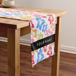 Caminho De Mesa Pequeno Hibisco Colorido, Padrão de Flores, Seu Nome