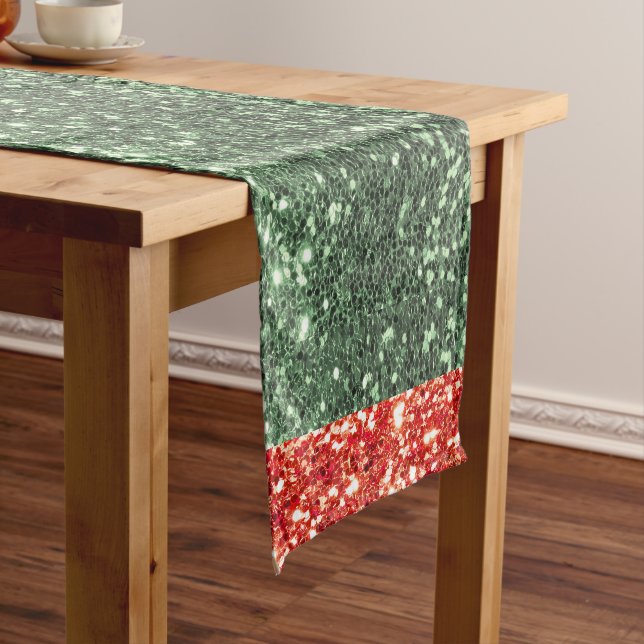 Caminho De Mesa Pequeno Holiday Glitter Red Green Bling Sparkly (No Local)