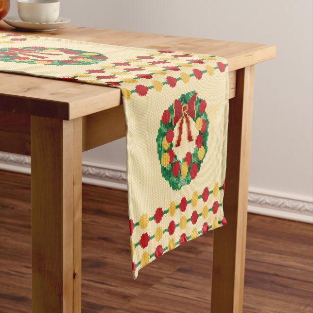 Caminho De Mesa Pequeno Holiday Wreath Knit (No Local)