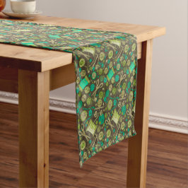 Caminho De Mesa Pequeno Home Hobby Sew Artesanato Collage Patterna Green M