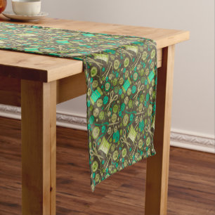 Caminho De Mesa Pequeno Home Hobby Sew Artesanato Collage Patterna Green M