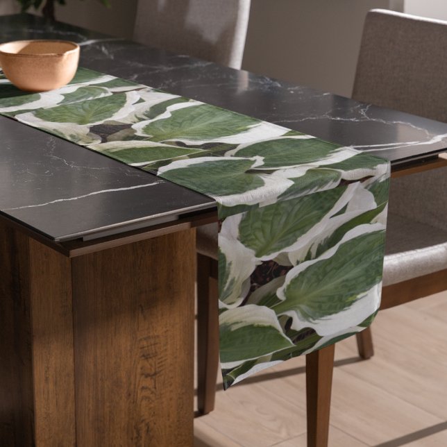 Caminho De Mesa Pequeno Hosta Verde e Branco deixa floral (In Situ)